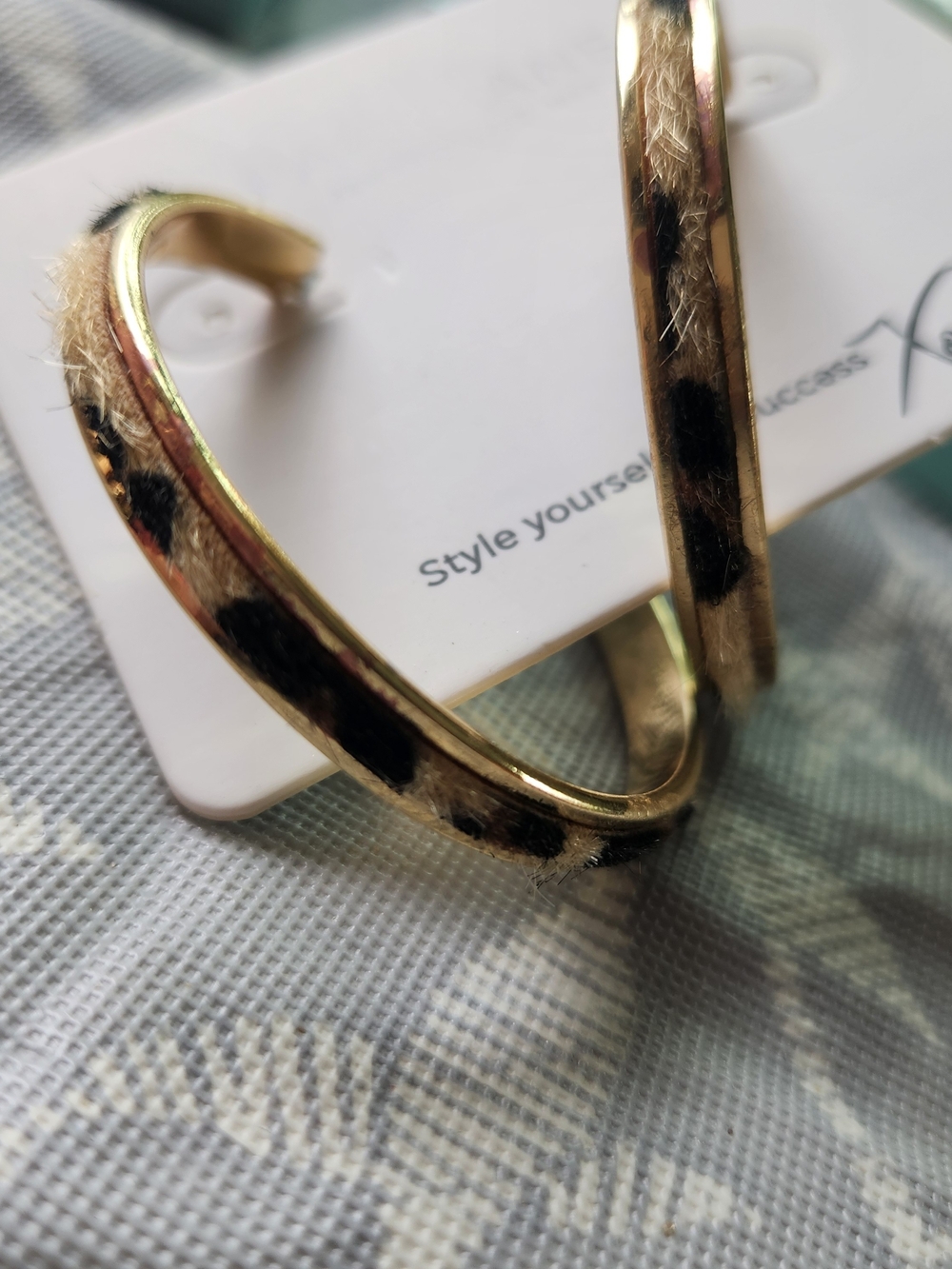 Park Lane Gold Hoop Earrings with Leopard Print